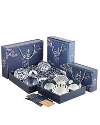 日式餐具碗筷套装青花瓷碗餐具套装开业礼品保险公司